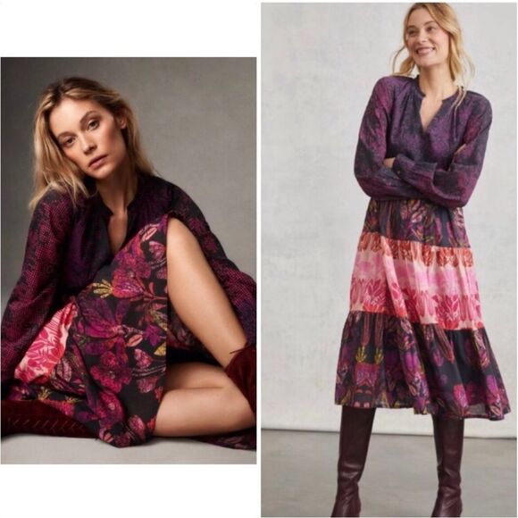 ANTHROPOLOGIE CALLA TIERED MAXI DRESS Sz M - Picture 9 of 9
